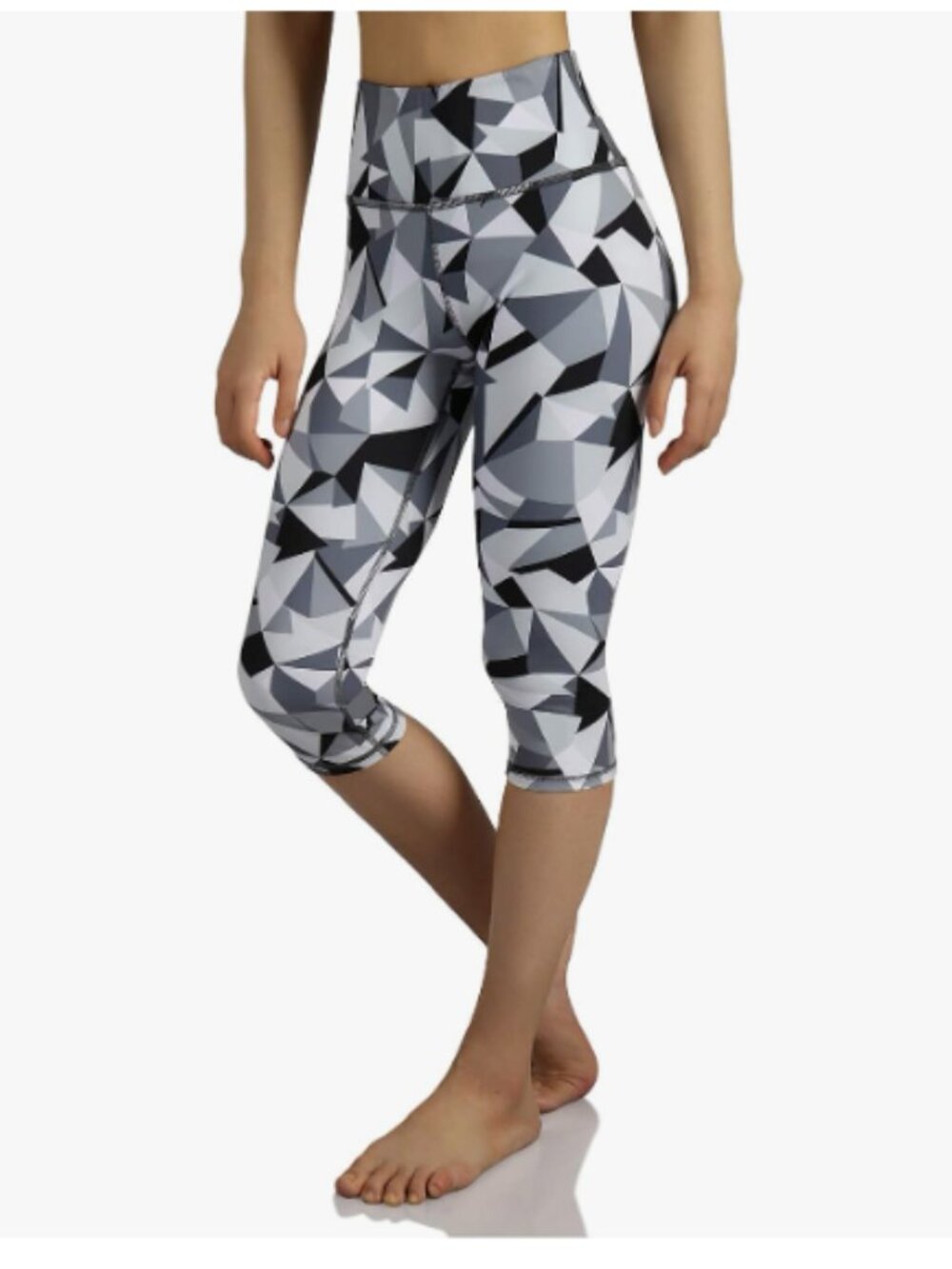 Mid Waist Yoga Capris, Tummy Control Workout Leggings - XXL